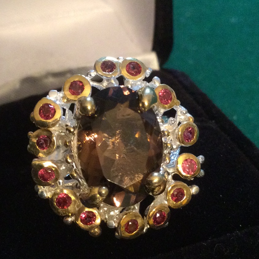 Elegant Genuine Smoky Quartz Ring